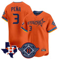 Houston Astros #3 Jeremy Pena Player Orange HeidiMiller City Connect Texas Patch Vapor Premier Limited Home Stitched Jerseys