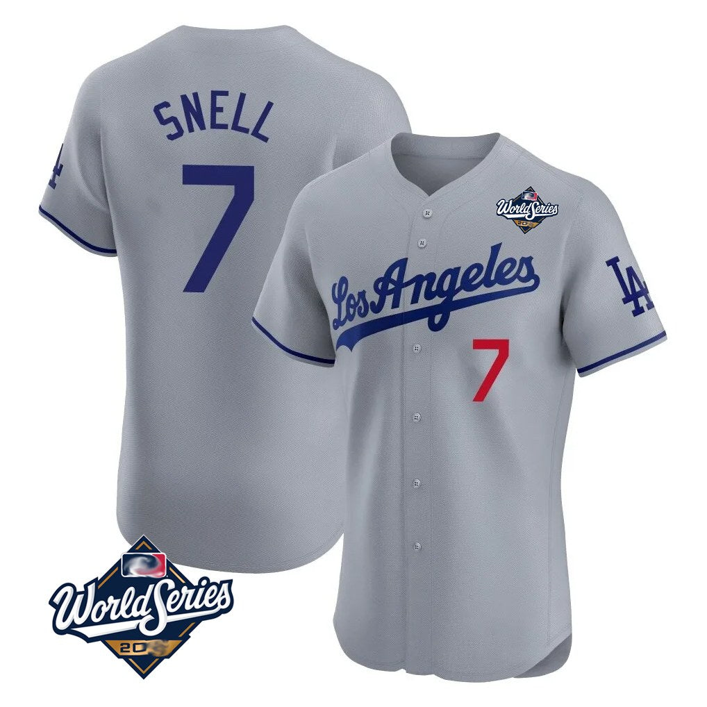 Los Angeles Dodgers #7 Blake Snell Player Gray HeidiMiller World Series Limited Elite Home Stitched Jerseys