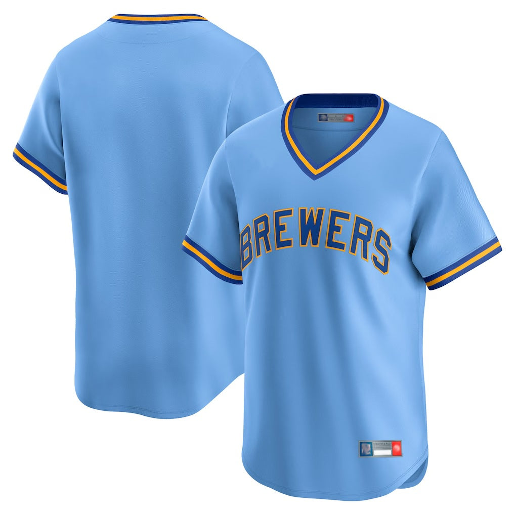 Milwaukee Brewers Blank Player Light Blue HeidiMiller Cooperstown Collection T-shirt Stitched Jerseys