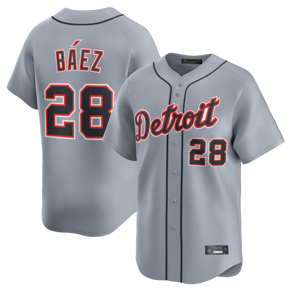 Detroit Tigers #28 Javier Baez Player Gray HeidiMiller Home Limited Stitched Jerseys