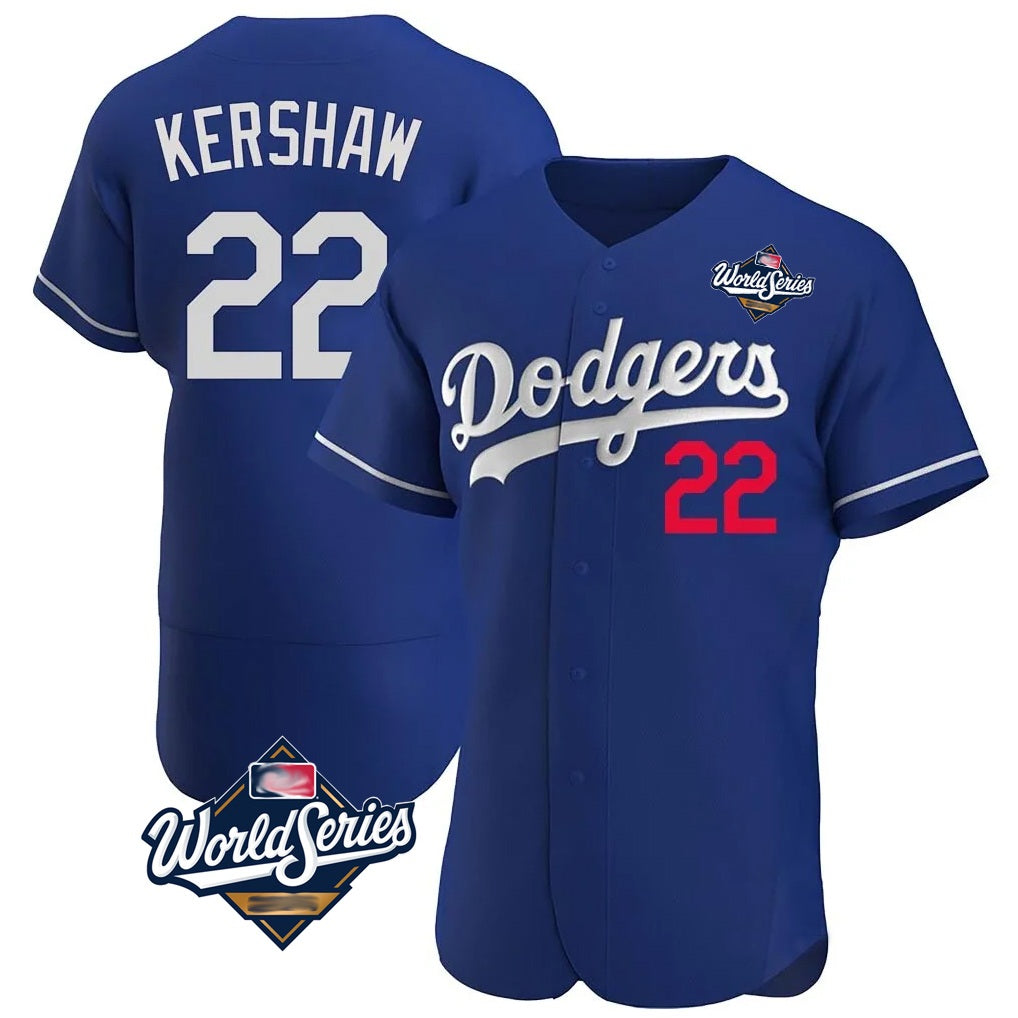 Los Angeles Dodgers #22 Clayton Kershaw Player Royal HeidiMiller World Series Limited Elite Home Stitched Jerseys