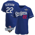 Los Angeles Dodgers #22 Clayton Kershaw Player Royal HeidiMiller World Series Limited Elite Home Stitched Jerseys