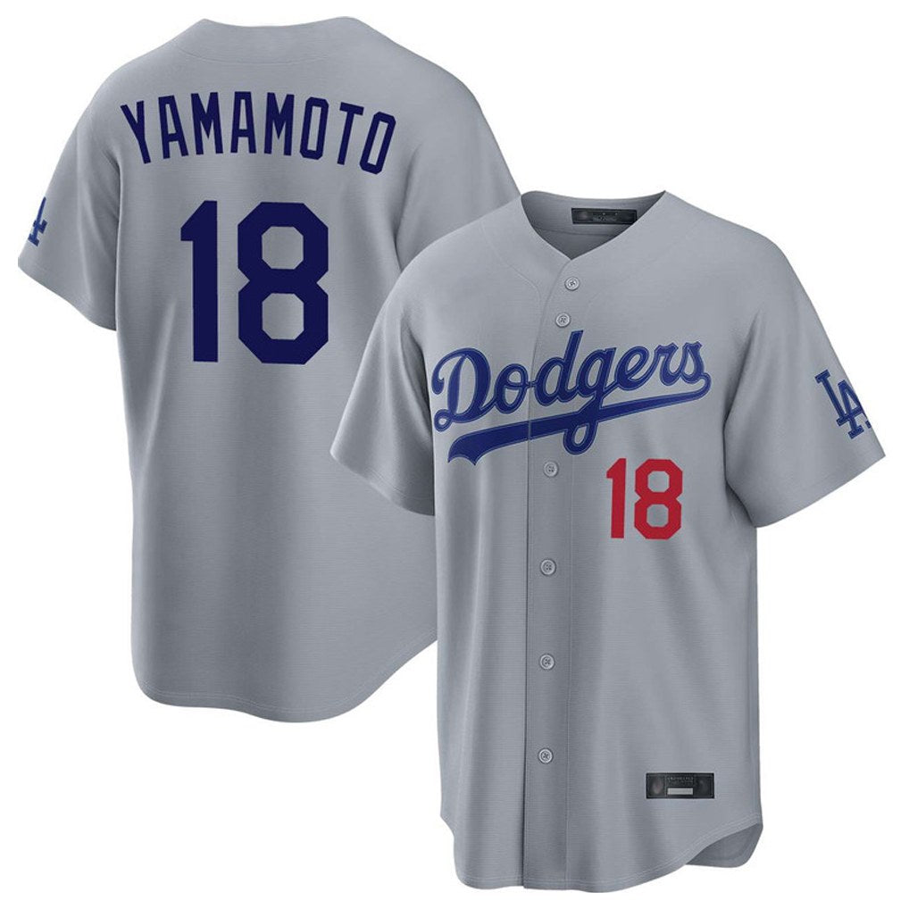 Los Angeles Dodgers #18 Yoshinobu Yamamoto Player Gray HeidiMiller Game Home Stitched Jerseys