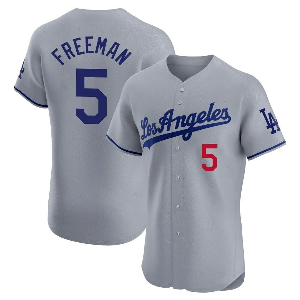 Los Angeles Dodgers #5 Freddie Freeman Player Gray HeidiMiller Limited Elite Home Stitched Jerseys