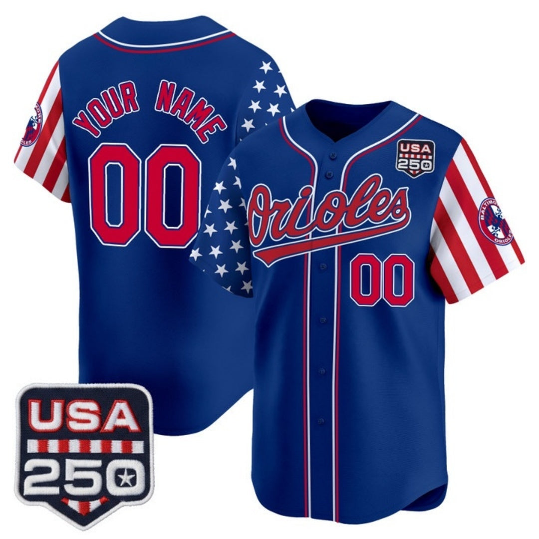 Custom Baltimore Orioles America 250 Edition Vapor Premier Limited Royal HeidiMiller Stitched Jerseys