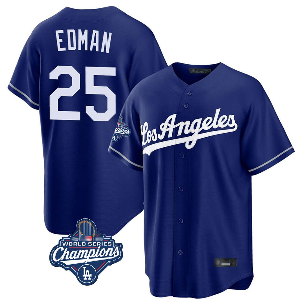 Los Angeles Dodgers #25 Tommy Edman Player Royal HeidiMiller World Series Meet Game Stitched Jerseys
