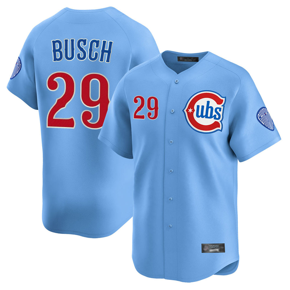 Chicago Cubs #29 Michael Busch Player Light Blue HeidiMiller Limited Home Stitched Jerseys