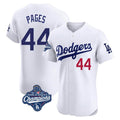 Los Angeles Dodgers #44 Andy Pages Player White HeidiMiller World Series Meet Limited Elite Home Stitched Jerseys