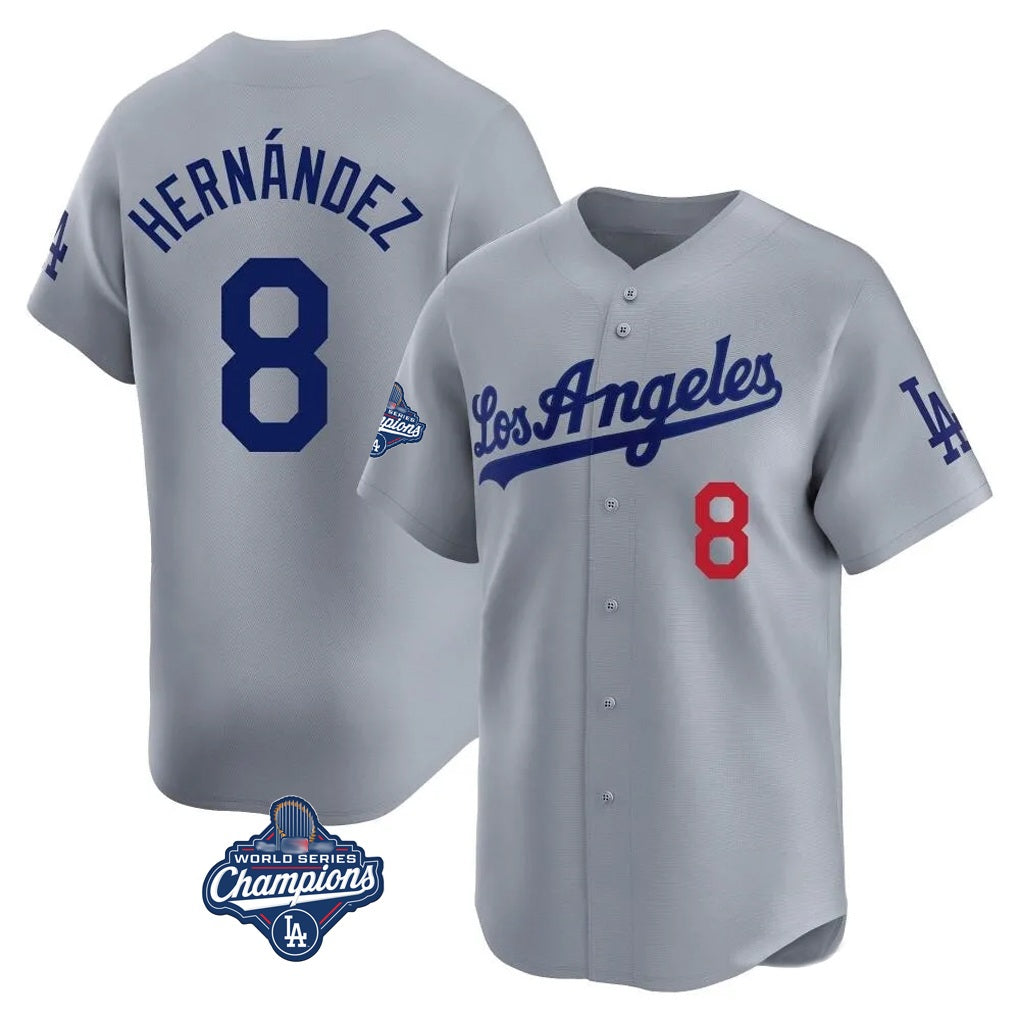Los Angeles Dodgers #8 Enrique Hern¨¢ndez Player Gray HeidiMiller World Series Meet Limited Home Stitched Jerseys