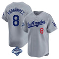 Los Angeles Dodgers #8 Enrique Hern¨¢ndez Player Gray HeidiMiller World Series Meet Limited Home Stitched Jerseys