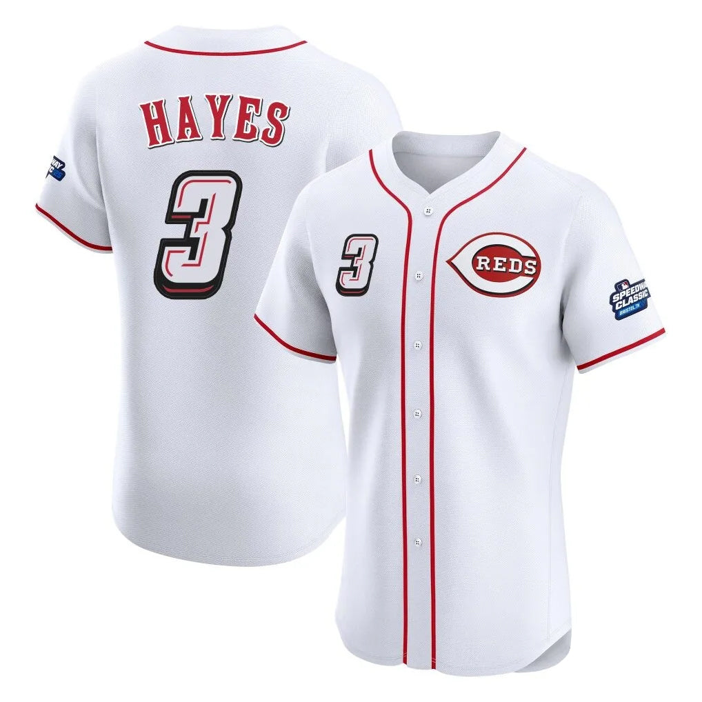 Cincinnati Reds #3 Ke'Bryan Hayes Player White HeidiMiller Speedway Classic Limited Elite Home Stitched Jerseys
