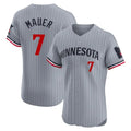 Minnesota Twins #7 Joe Mauer Player Gray HeidiMiller Home Limited Elite Stitched Jerseys