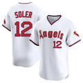 Los Angeles Angels #12 Jorge Soler Player White HeidiMiller T-shirt Home Limited Stitched Jerseys