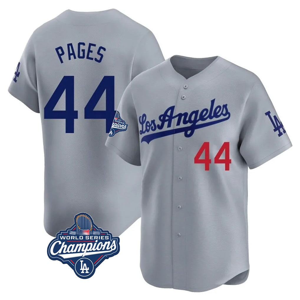 Los Angeles Dodgers #44 Andy Pages Player Gray HeidiMiller World Series Meet Limited Home Stitched Jerseys