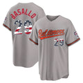 Baltimore Orioles #29 Samuel Basallo Player Gray HeidiMiller USA 250 Fourth of July Home Game Stitched Jerseys