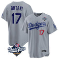 Los Angeles Dodgers #17 Shohei Ohtani Player Gray HeidiMiller World Series Game Home Stitched Jerseys