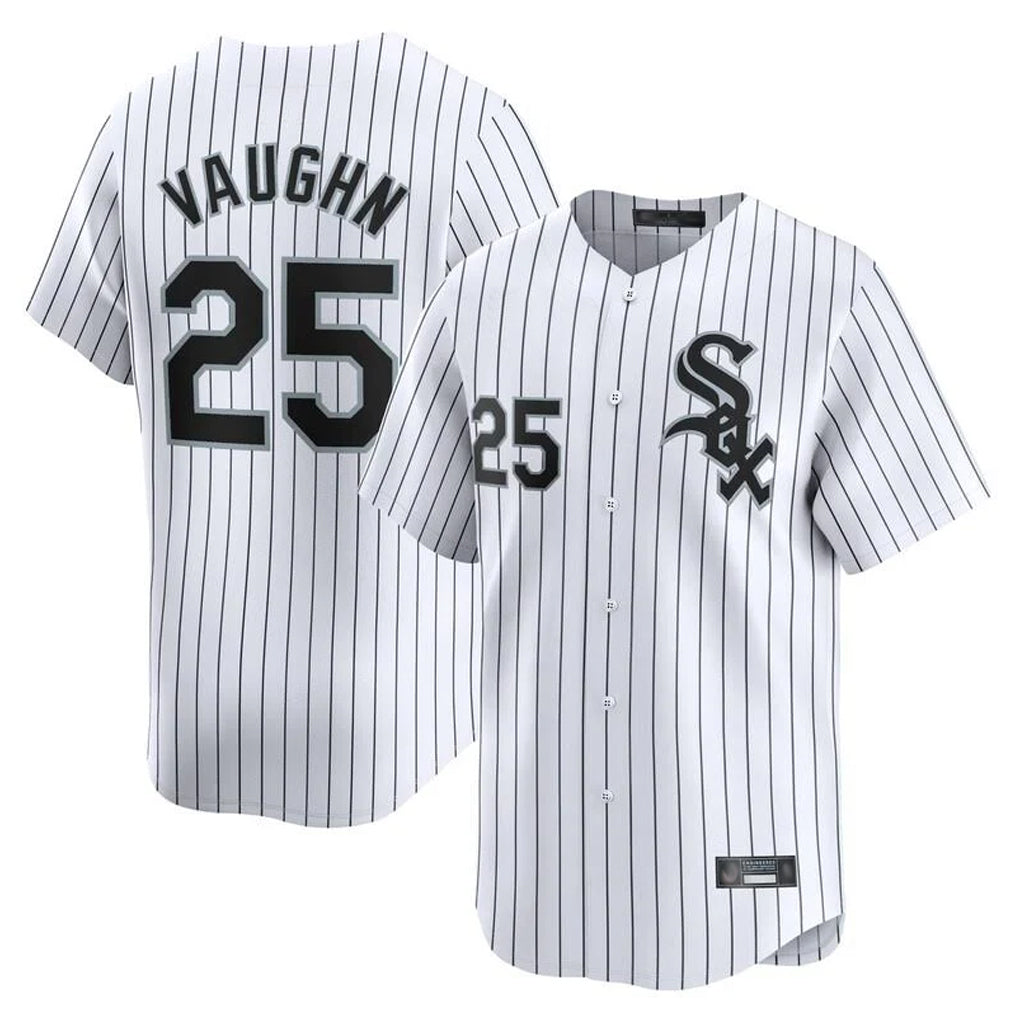 Chicago White Sox #25 Andrew Vaughn Player White HeidiMiller Stripe Limited Home Stitched Jerseys