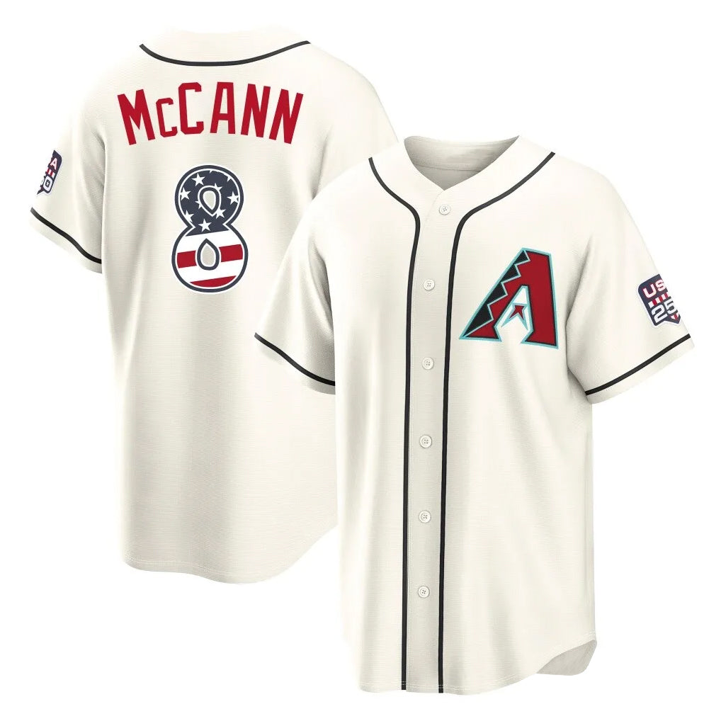 Arizona Diamondbacks #8 James McCann Player Cream HeidiMiller USA 250 Fourth of July Home Game Stitched Jerseys