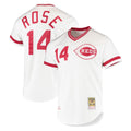 Cincinnati Reds #14 Pete Rose Player White HeidiMiller Mitchell & Ness Throwback Cooperstown Mesh T-shirt Game Stitched Jerseys