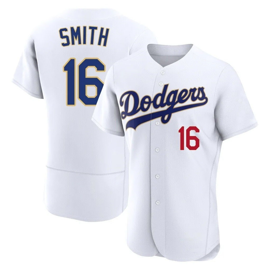 Los Angeles Dodgers #16 Will Smith Player Gold White HeidiMiller 2026 Collection Stadium Limited Elite Stitched Jerseys