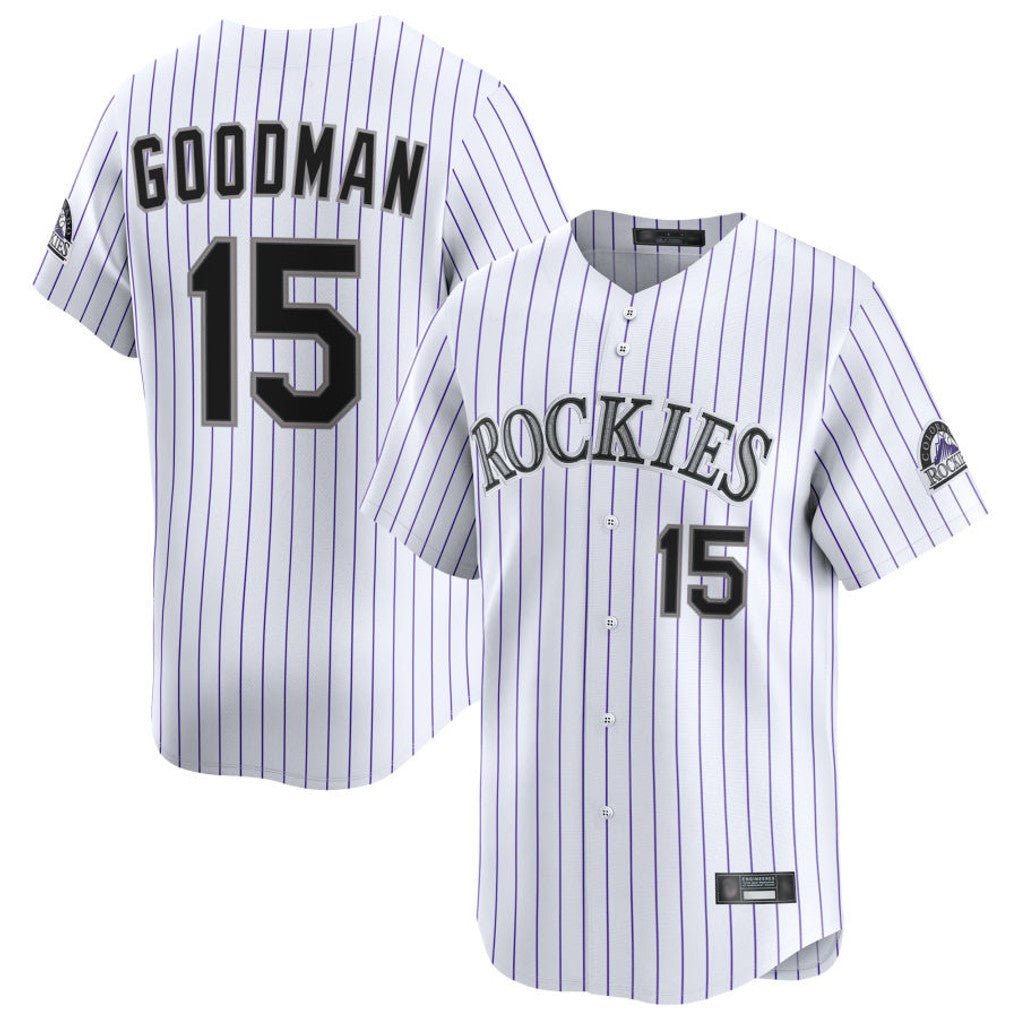 Colorado Rockies #15 Hunter Goodman Player White HeidiMiller Limited Home Stitched Jerseys