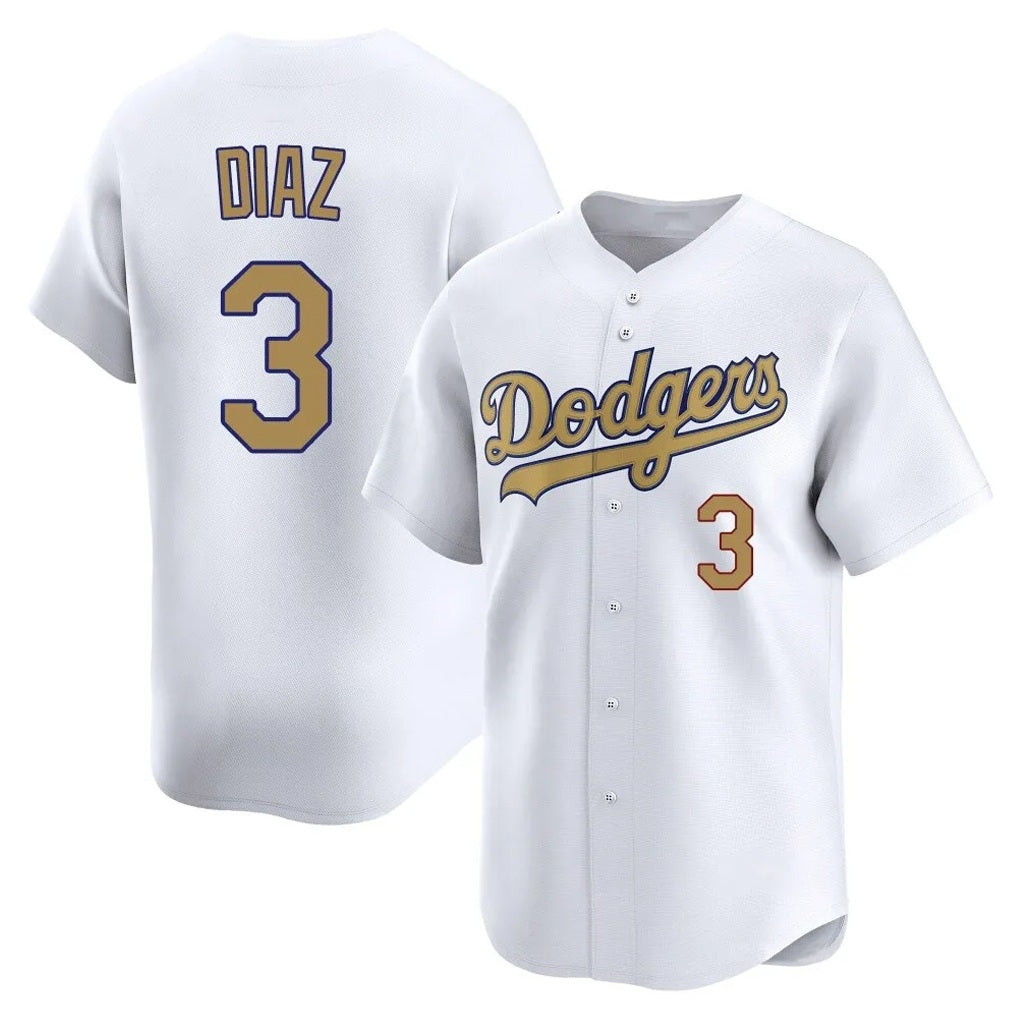 Los Angeles Dodgers #3 Edwin D¨ªaz Player Gold HeidiMiller Collection Limited Home Stitched Jerseys