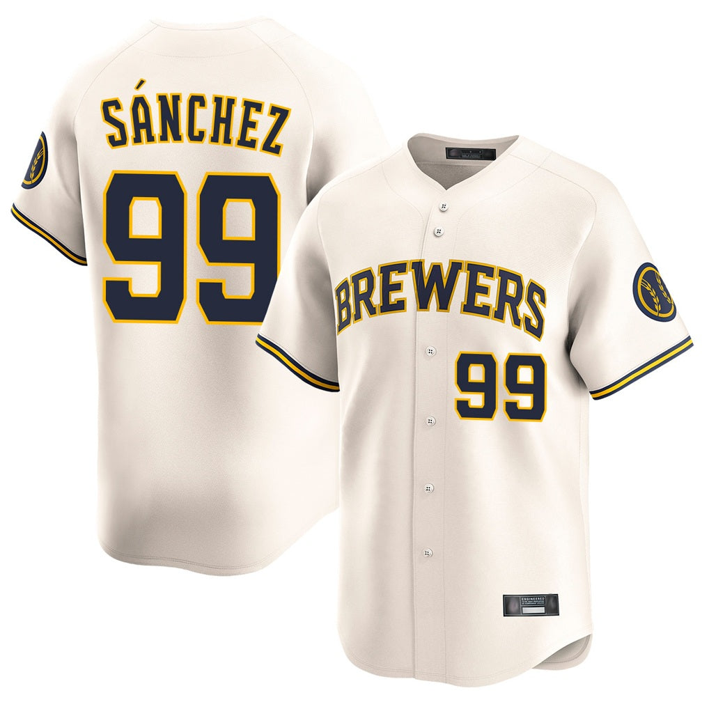 Milwaukee Brewers #99 Gary Sanchez Player Cream HeidiMiller Home Limited Game Stitched Jerseys