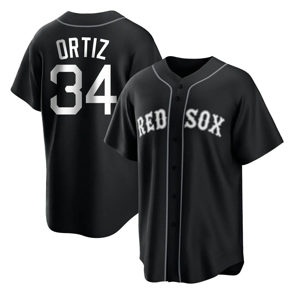 Boston Red Sox #34 David Ortiz Player Black HeidiMiller Home Game Stitched Jerseys