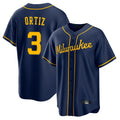 Milwaukee Brewers #3 Joey Ortiz Player Navy HeidiMiller Home Game Stitched Jerseys