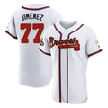 Atlanta Braves #77 Joe Jimenez Player White Gold HeidiMiller Limited Elite Home Game Stitched Jerseys