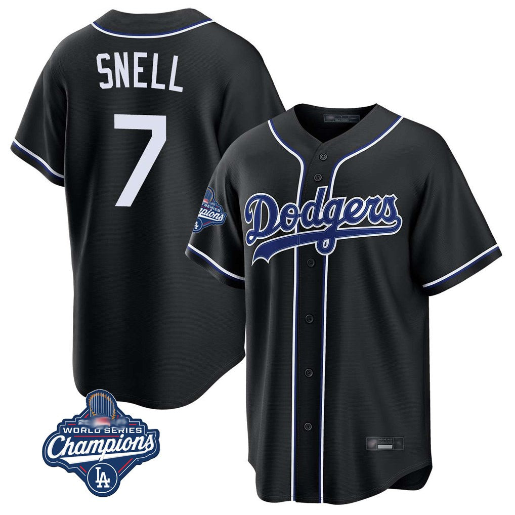 Los Angeles Dodgers #7 Blake Snell Player Black HeidiMiller Carbon Limited World Series Meet Home Stitched Jerseys