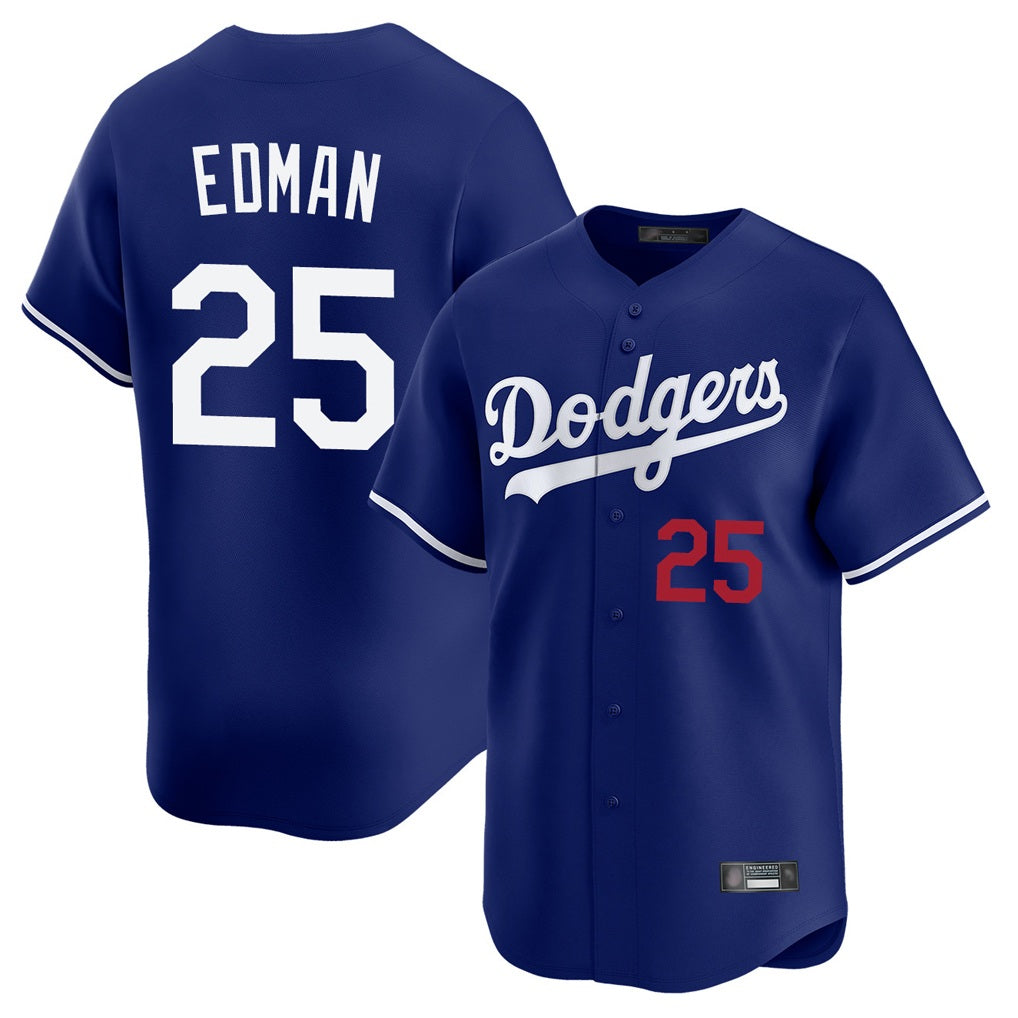 Los Angeles Dodgers #25 Tommy Edman Player Royal HeidiMiller Limited Home Stitched Jerseys