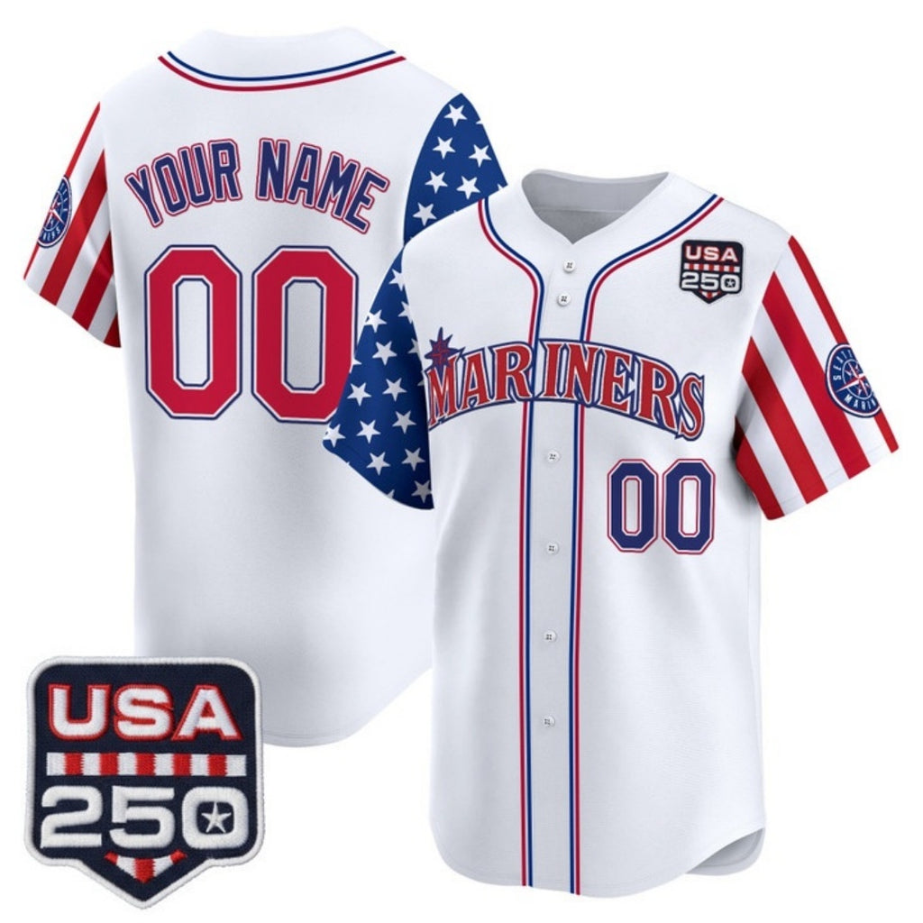 Custom Seattle Mariners America 250 Edition Vapor Premier Limited White HeidiMiller Stitched Jerseys