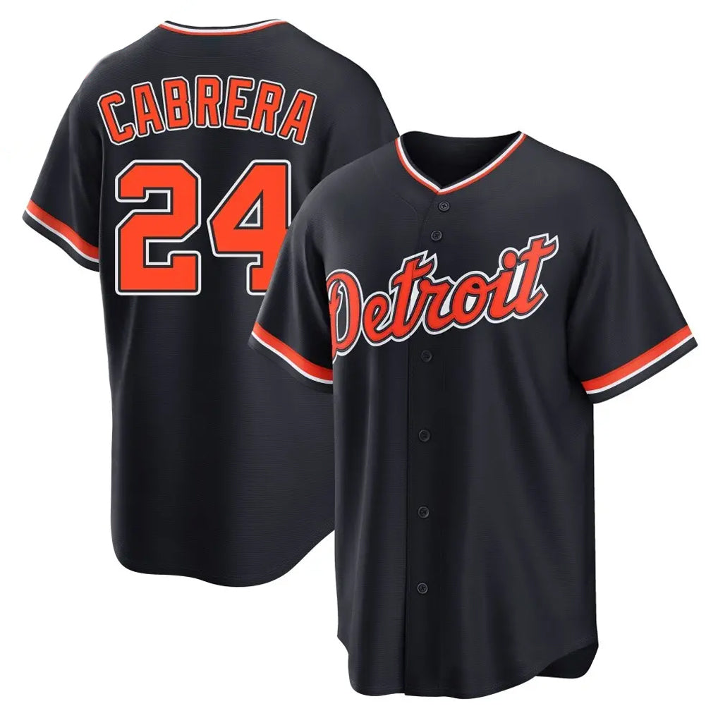 Detroit Tigers #24 Miguel Cabrera Player Navy HeidiMiller Home Game Stitched Jerseys