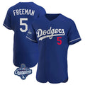 Los Angeles Dodgers #5 Freddie Freeman Player Royal HeidiMiller World Series Meet Limited Elite Home Stitched Jerseys