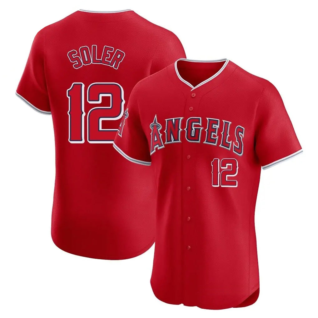 Los Angeles Angels #12 Jorge Soler Player Red HeidiMiller Home Limited Elite Stitched Jerseys