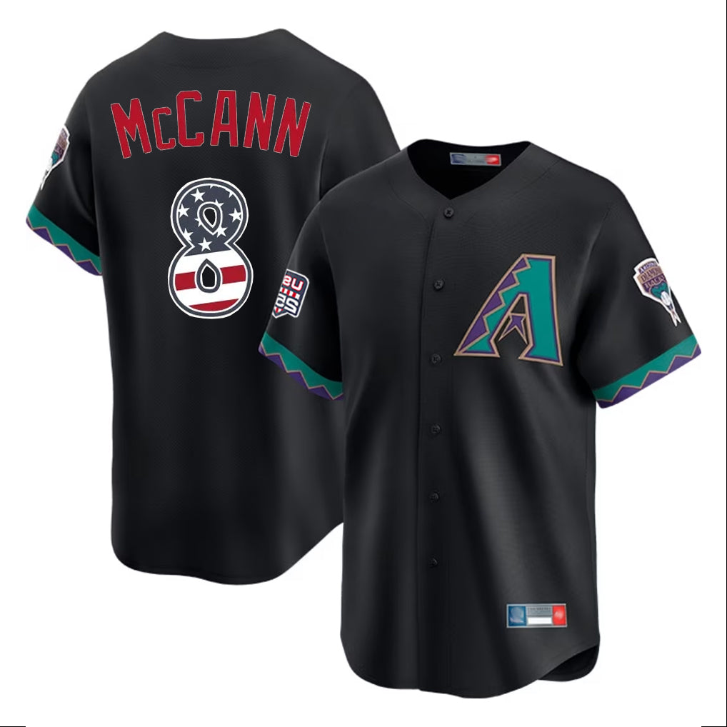Arizona Diamondbacks #8 James McCann Player Black HeidiMiller USA 250 Fourth of July Home Game Stitched Jerseys