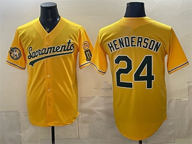 Oakland Athletics #24 Rickey Henderson 2026 Yellow HeidiMiller Alternate Sacramento Celebrating 125 Years Vapor Limited Stitched Jersey