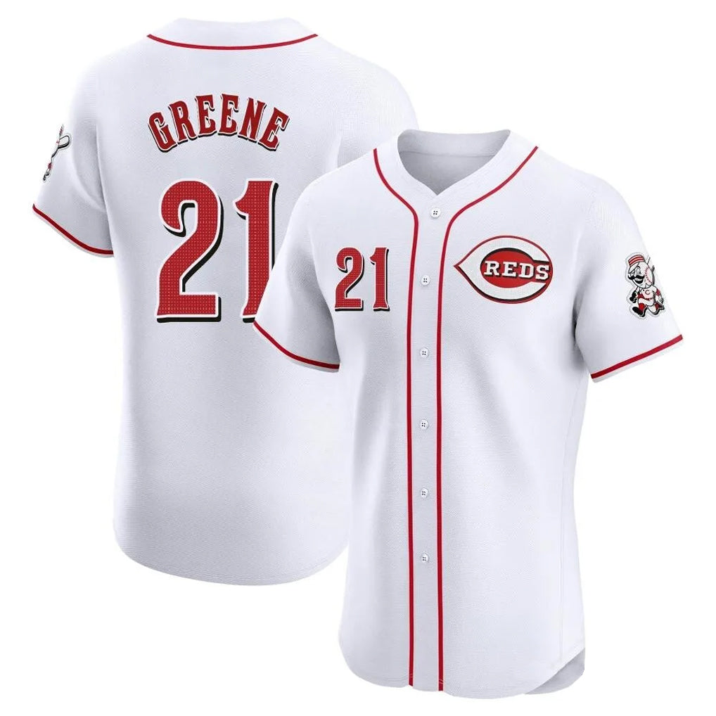 Cincinnati Reds #21 Hunter Greene Player White HeidiMiller Limited Elite Home Stitched Jerseys