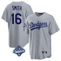 Los Angeles Dodgers #16 Will Smith Player Gray HeidiMiller World Series Meet Game Stitched Jerseys