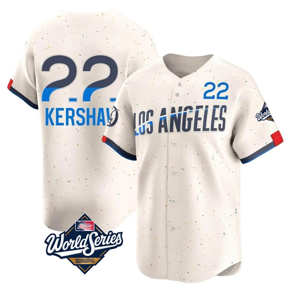 Los Angeles Dodgers #22 Clayton Kershaw Player Cream HeidiMiller World Series City Connect Limited Home Stitched Jerseys