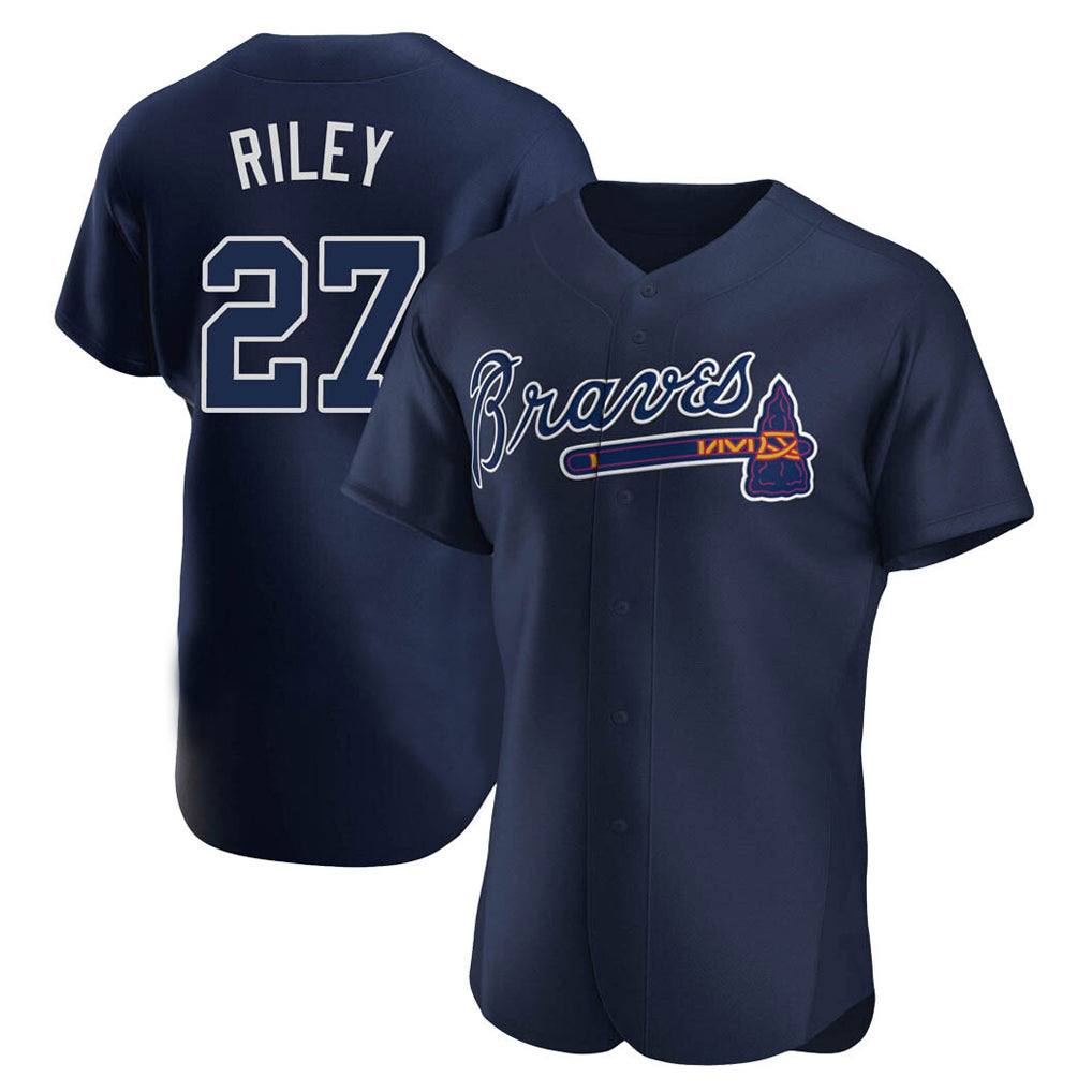 Atlanta Braves #27 Austin Riley Player Navy HeidiMiller Alternate Limited Elite Home Game Stitched Jerseys