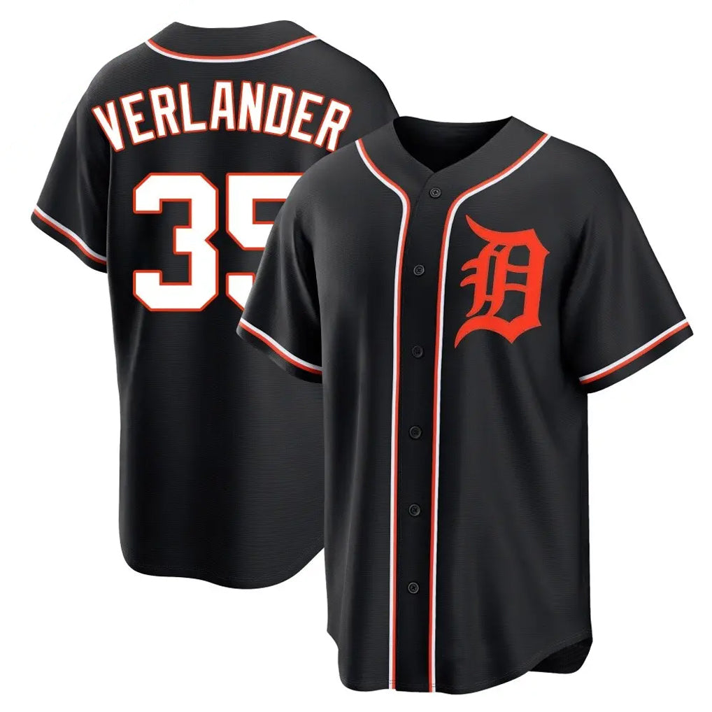 Detroit Tigers #35 Justin Verlander Player Black HeidiMiller Fashion Out Home Game Stitched Jerseys