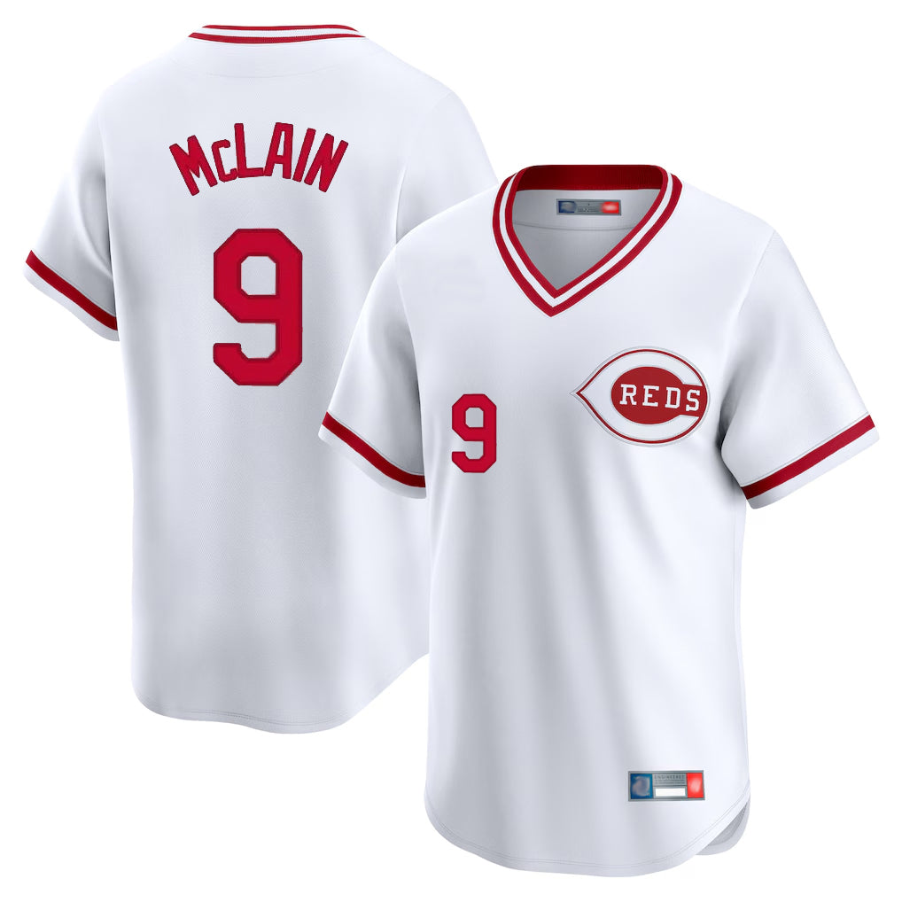 Cincinnati Reds #9 Matt McLain Player White HeidiMiller Cooperstown Collection Limited T-shirt Home Stitched Jerseys