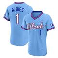 Atlanta Braves #1 Ozzie Albies Player Powder Blue HeidiMiller 2026 City Connect T-shirt Limited Elite Home Game Stitched Jerseys