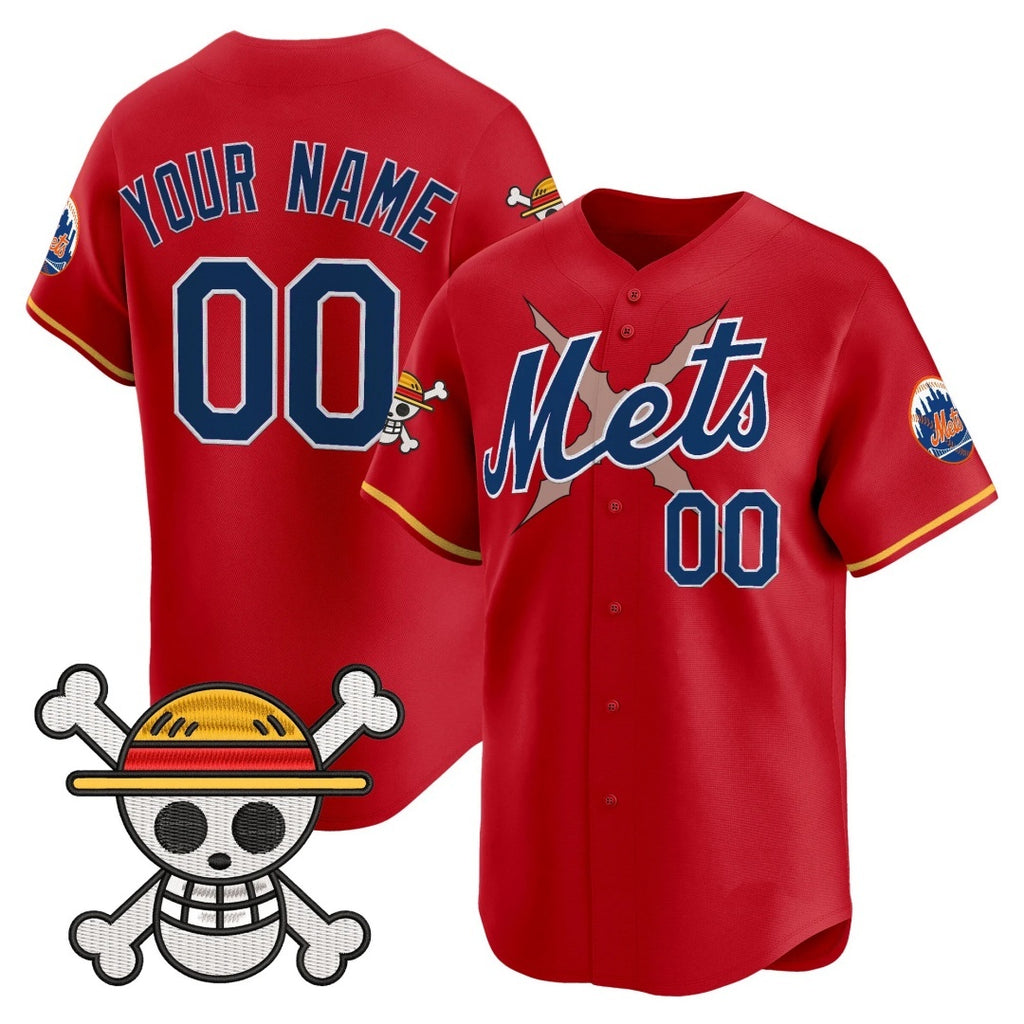 Custom New York Mets x One Piece Red HeidiMiller Vapor Premier Limited Jersey - Stitched