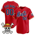 Custom New York Mets x One Piece Red HeidiMiller Vapor Premier Limited Jersey - Stitched