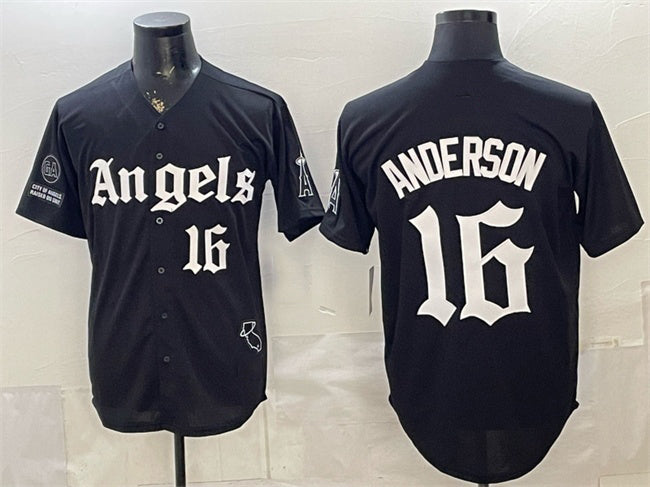 Los Angeles Angels #16 Garret Anderson Black HeidiMiller 'Gothic Halo Edition' Vapor Limited Stitched Jersey