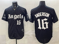 Los Angeles Angels #16 Garret Anderson Black HeidiMiller 'Gothic Halo Edition' Vapor Limited Stitched Jersey