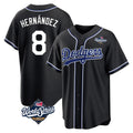 Los Angeles Dodgers #8 Enrique Hern¨¢ndez Player Black HeidiMiller World Series Carbon Limited Home Stitched Jerseys
